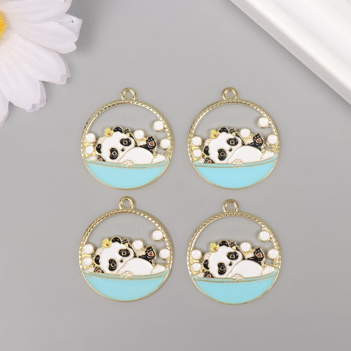 Цена за 4 шт. Декор для творчества металл, эмаль «Пандочка в ванной», 2.8×2.5 см