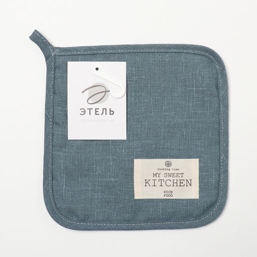 Прихватка Этель ECO turquoise, 19х19 см, 100% лён, 245 г/м2  фото 4