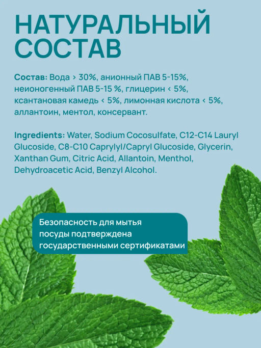 Гель для мытья посуды «Федорино счастье» 1 литр / Милин дом