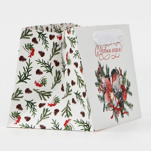 Пакет подарочный с широким дном Снегири, 20 14 13.2 см - Дарите счастье фото 11