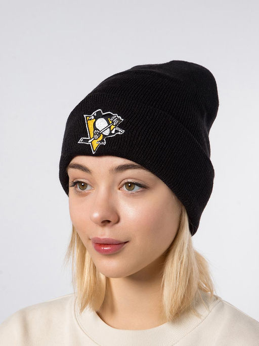Шапка AMERICAN NEEDLE арт. 21019A-PPN Pittsburgh Penguins Cuffed Knit NHL (черный)  фото 3