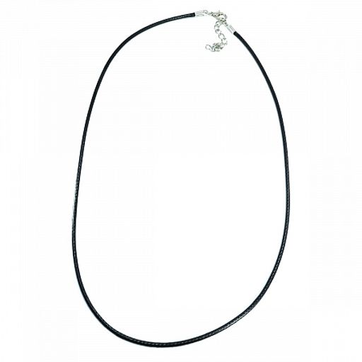 Шнурок для подвесок Черный из эко кожи тонкий с металлической застежкой и цепочкой 45см - Сандаловый дом фото 2