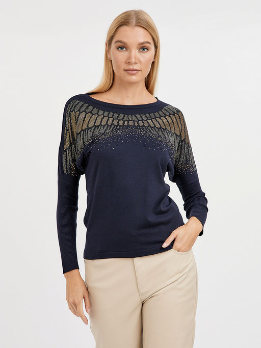 джемпер женский в синем цвете с добавлением страз - Glenfield фото 6