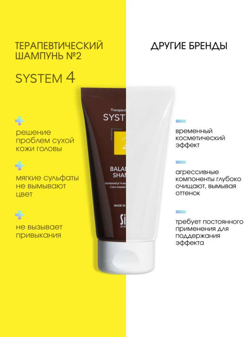 System 4 Терапевтический шампунь №2, 75 мл - Sim sensitive фото 6