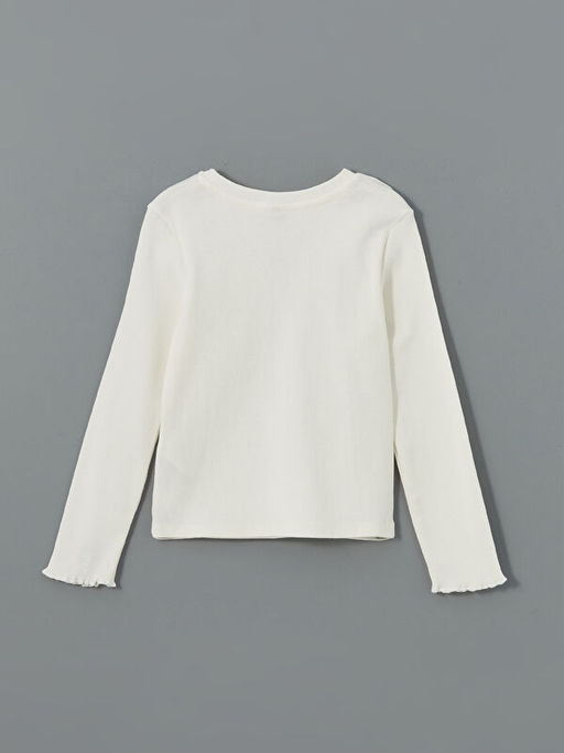 Bisiklet Yaka Ta? Bask?l? K?z ?ocuk Ti??rt - Waikiki фото 2