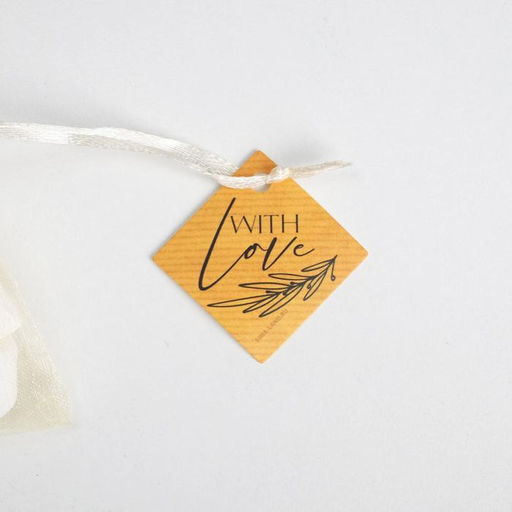 Цена за 10 шт. Мешочек подарочный органза бежевый «С любовью», с шильдиком, 7 х 9 см +/- 1.5 см