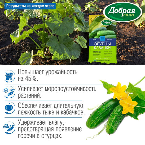 Компл. мин. удобр. "Добрая сила" Огурцы-Кабачки, пак.0,9кг