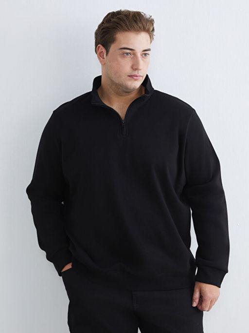 B?y?k Beden Dik Yaka Erkek Sweatshirt