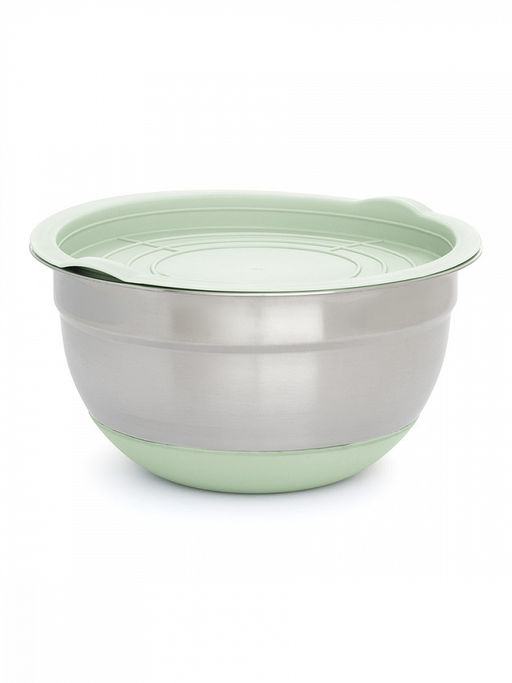 Миска для смешивания продуктов с крышкой 1,4л мятный нержавеющая сталь, силикон, ПП