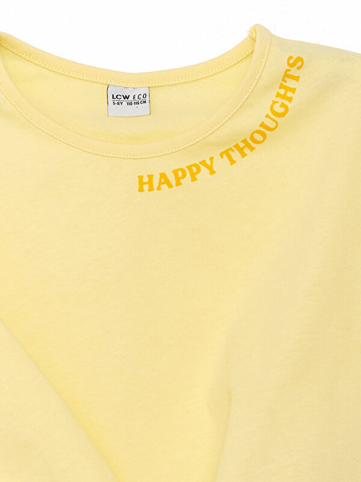 Bisiklet Yaka Bask?l? K?z ?ocuk Ti??rt - Waikiki фото 3