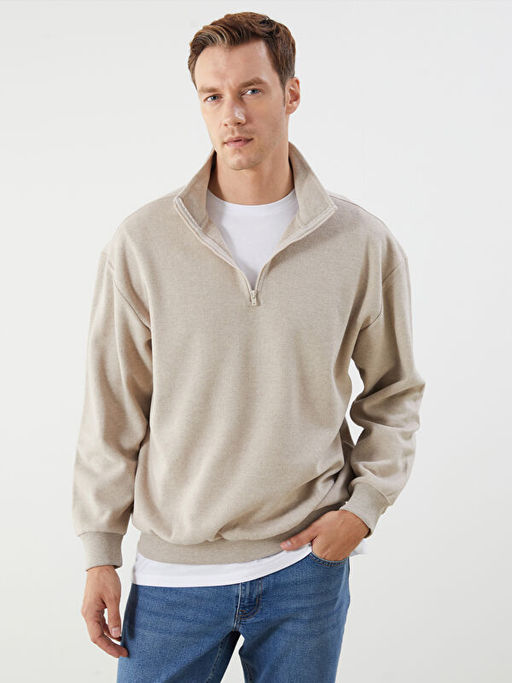 Dik Yaka Polar Erkek Sweatshirt