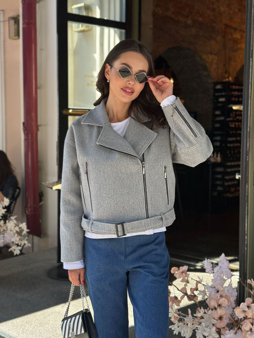 Куртка AURA 7048-170 серый меланж