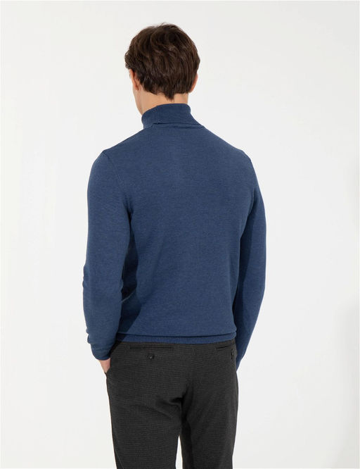 _ndigo Melanj Slim Fit Bal_k__ Yaka Basic Triko Kazak - Pierre cardin фото 5