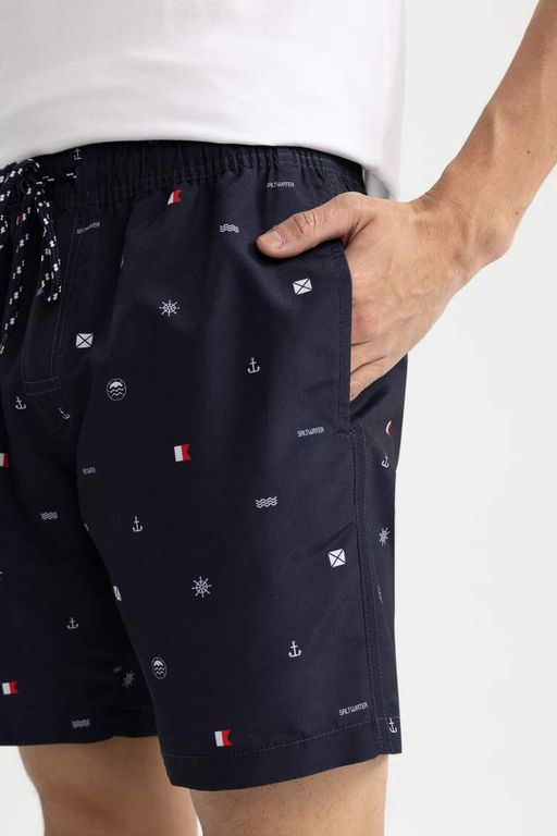 Шорты для плавания выше колена стандартного кроя с морским принтом - Defacto фото 4
