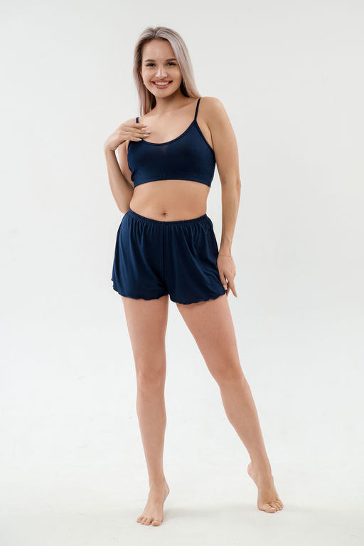 Пижама женская из бра и шорт из вискозы коллекция Лотос темно-синий - Амадэль фото 10