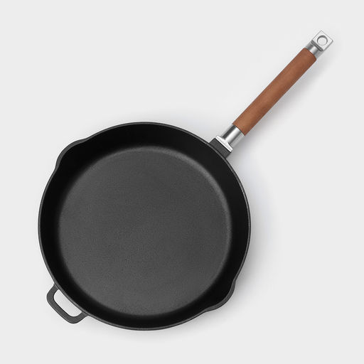 Сковорода высокая Wild Kitchen, d=28 см, два слива, съёмная ручка, индукция, чугун, чёрная  фото 4