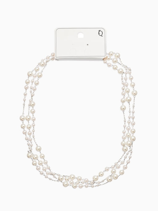 Бусы жемчужные, длинные, d=3.4, 5.6, 8.10, белые в серебре