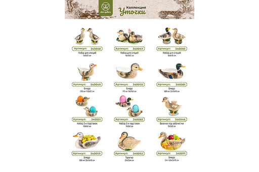 Менажница 3 секции 24*23*9 см "Уточка", керамика