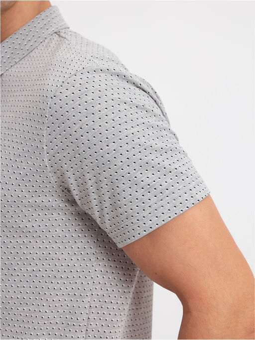 Джемпер мужской с воротником поло короткий рукав GREG G144-PP124-UT01 (серый.принт)  фото 6