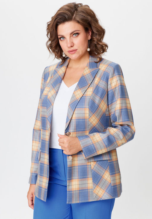 Жакет БелЭльСтиль 412 голубая клетка фото 4