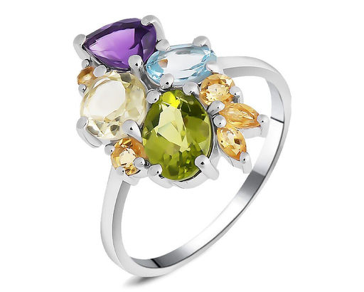 Кольцо, аметист , лимонный топаз , перидот , топаз, Юг