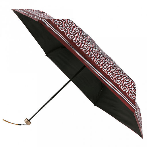 Зонт-мини механический Орнамент ткань эпонж (полиэстер) + черное УФ-покрытие, 6 лучей, д/купола 90см, 5 сложений, 17см в сложенном виде, механизм против ветра, пластмассовая ручка, цвет терракотовый, 225гр (Китай)