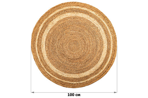 Коврик плетеный 100*100*0,7 см, круглый, водный гиацинт - Elan gallery фото 2