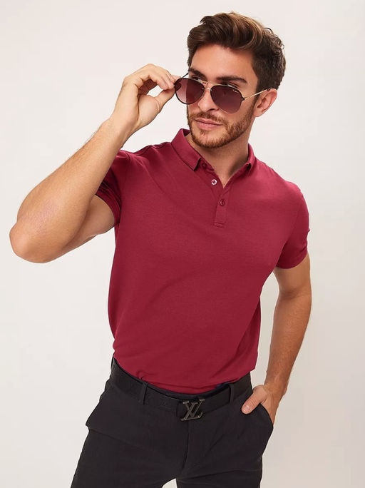 KM1764 Футболка-поло БОРДОВЫЙ