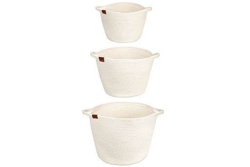 Набор 3 текстильных корзин д/хранения 27*27*20 см, 30*30*25 см, 37*37*30 см, молочный - Elan gallery фото 3