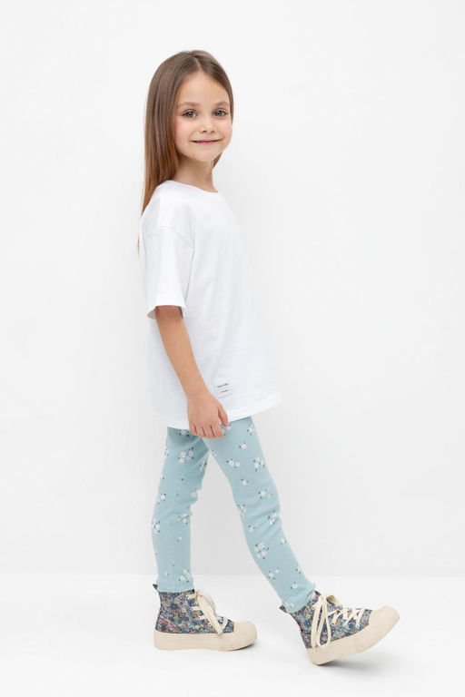 КР 400517/голубой,ромашковое поле брюки (лосины) для дев
