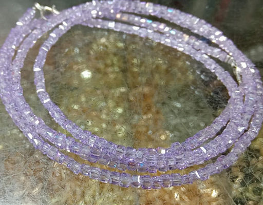 Бусы чокер Кубик хрусталь Сиреневые 3мм-38см алмазная огранка