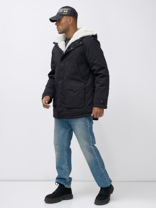 Парка мужская зимняя удлиненная с мехом хаки цвета 8753Ch - Mtforce фото 11