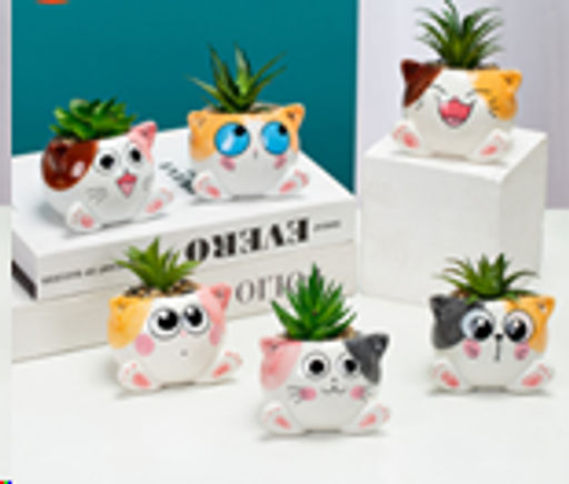 Кашпо 9х8х7 см Коты / WN33 /уп 6/96/ цветное - Галеонтрейд фото 2