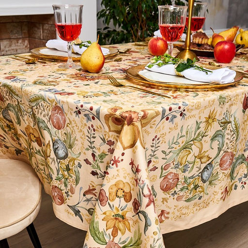 Скатерть «Этель» Floral pattern, размер 147×112 +/-2 см с ГМВО, 100% хлопок, саржа 190 г/м²