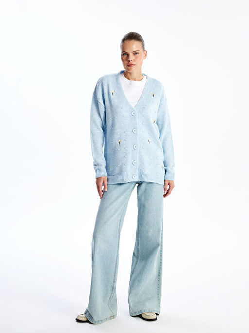 V Yaka Nak??l? Hamile Triko H?rka