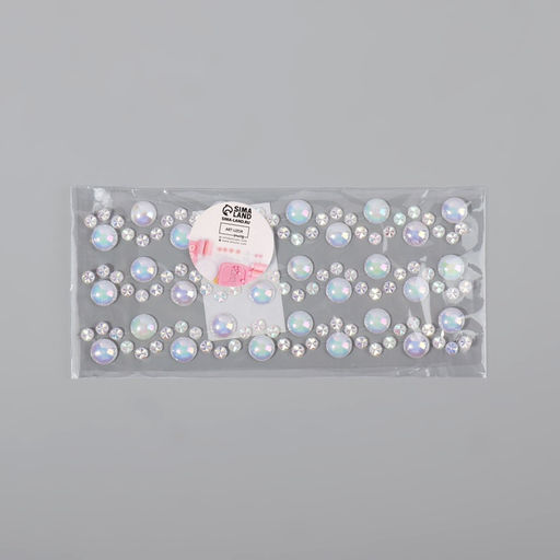 Цена за 5 шт. Жемчуг самоклеящийся «Ассорти», с голографией, 125 шт на листе