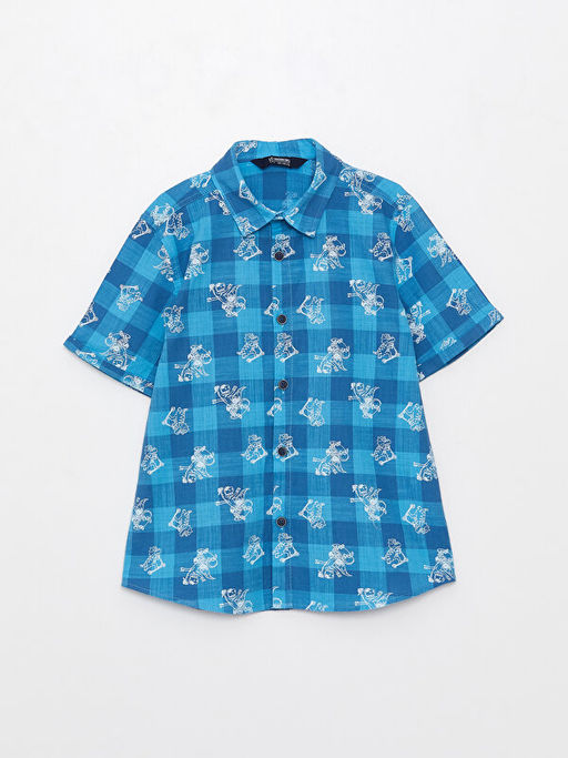 Desenli K?sa Kollu Erkek ?ocuk G?mlek