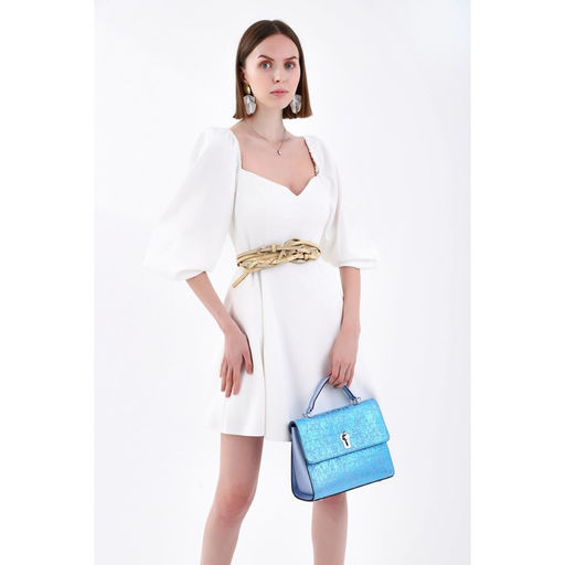 Сумка-мессенджер на клапане, наружный карман, цвет голубой - Simaland фото 4