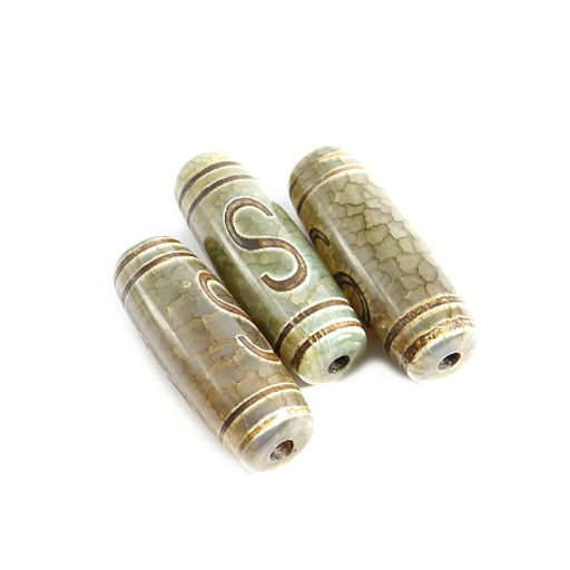 Бусина Дзи уп-2шт Денежный крюк с символами счастья и процветния 3см