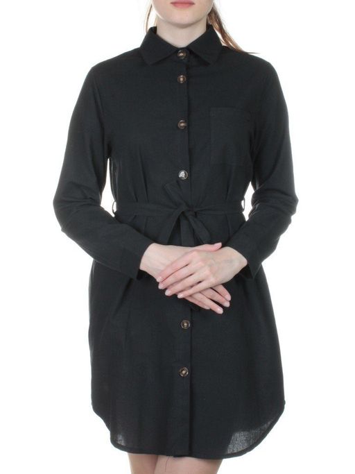 803 BLACK Платье хлопковое с воротником Fashion