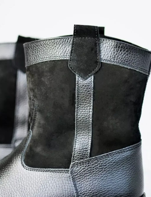 Мини-монголки мужские черные, литая подошва натуральная кожа - Мирунт фото 27