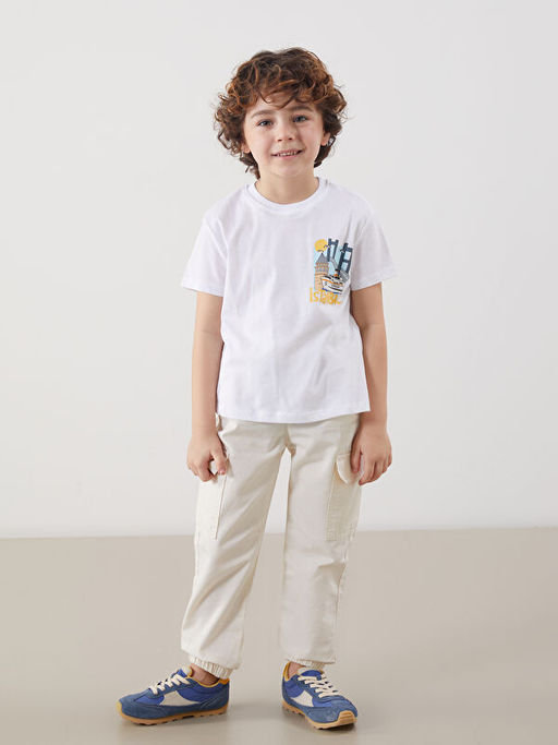 Bisiklet Yaka Bask?l? Erkek ?ocuk Ti??rt