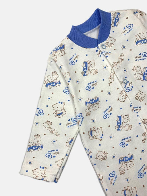 Комбинезон футер с длинным рукавом, арт.C-KB152-ITn, бело-голубой - Мамин малыш фото 4