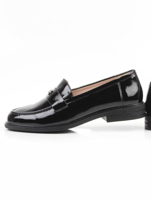 03-DEB55-2 BLACK Лоферы женские (натуральная кожа)