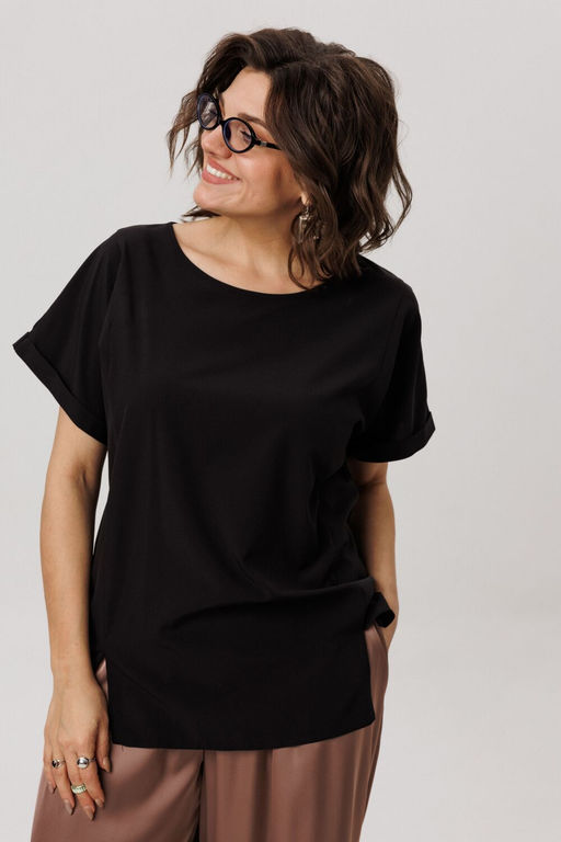 Топ ANELLI 1576 черный кофе  фото 7