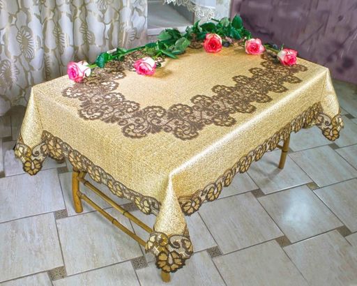 Скатерть арт. 226070/120/5, прямоугольная, размеры 120 см х 160 см, цвет песочно-кофейный