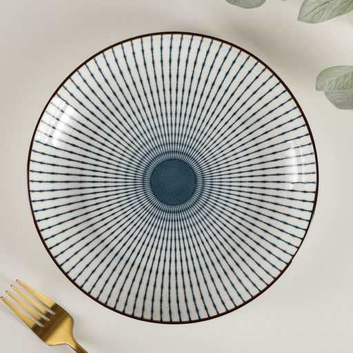 Тарелка керамическая обеденная Иллюзия, d=21 см, цвет белый и серый - Simaland фото 2