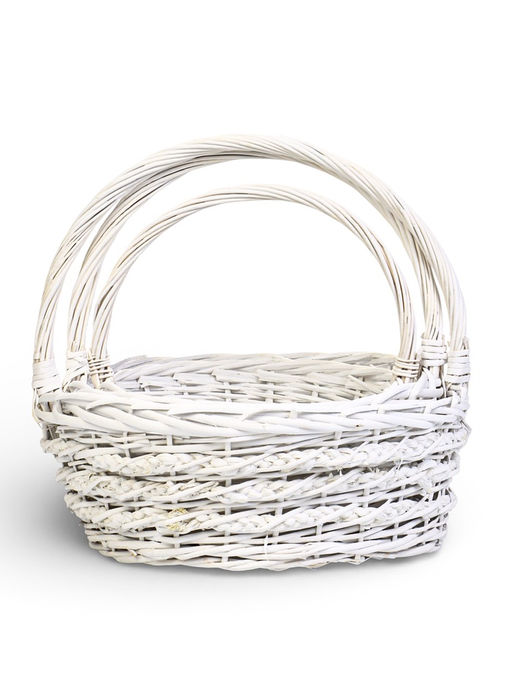 Корзина плетёная для хранения Vara, с ручкой, белая, набор 3 шт.