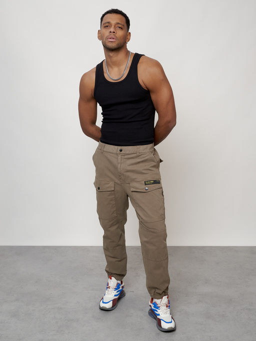 Джинсы карго мужские с накладными карманами, Турция бежевого цвета - Mtforce фото 12