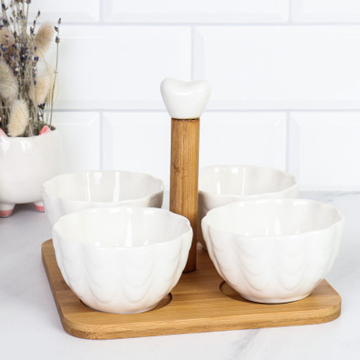 Менажница 4 штуки / JD7017 /уп 24/ на деревянной подставке - Галеонтрейд фото 4